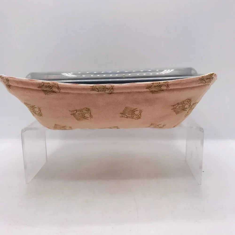 Reversible Microwave Cozie For Takeout Containers Farmhouse Horse Heads in Pink